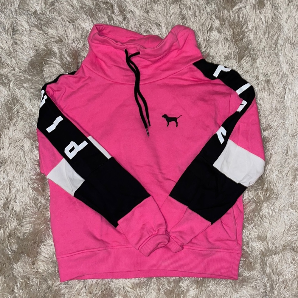 PINK high neck hoodie (cowl neck)